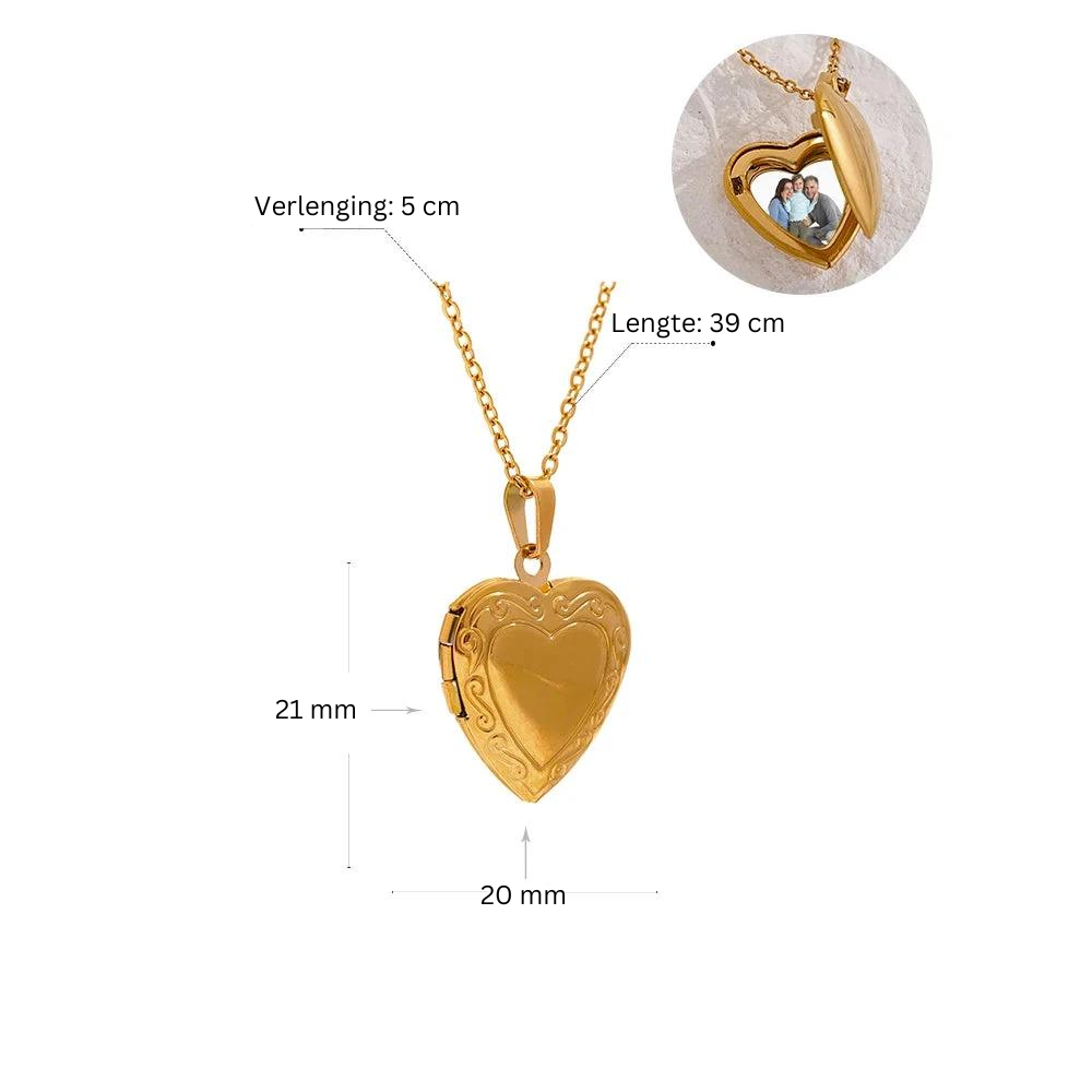 Vintage Schakelketting Met Hart Medaillon