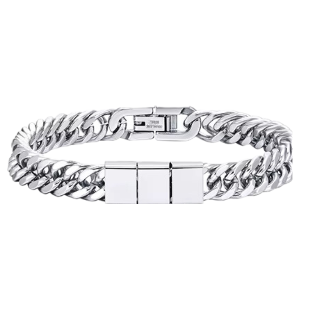 Roestvrijstalen Heren Kralen Armband met Gravure - Stainless Steel